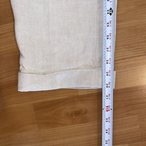 Banana Republic Smithfield Pants Mens 35x30 Beige Pleated Chino 100% Linen - Picture 9 of 10